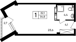 Планировка — Cosmos Smart Evpatoriya Hotel, Студия, 32 м²