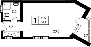 Планировка — Cosmos Smart Evpatoriya Hotel, Студия, 31 м²