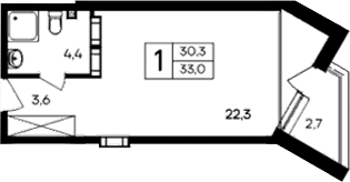 Планировка — Cosmos Smart Evpatoriya Hotel, Студия, 30 м²