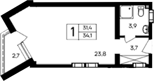 Планировка — Cosmos Smart Evpatoriya Hotel, Студия, 31 м²