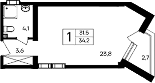Планировка — Cosmos Smart Evpatoriya Hotel, Студия, 32 м²