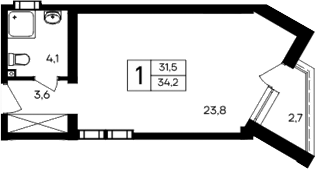 Планировка — Cosmos Smart Evpatoriya Hotel, Студия, 32 м²