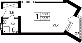Планировка — Cosmos Smart Evpatoriya Hotel, Студия, 30 м²