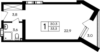 Планировка — Cosmos Smart Evpatoriya Hotel, Студия, 30 м²