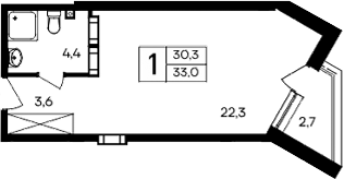 Планировка — Cosmos Smart Evpatoriya Hotel, Студия, 30 м²
