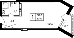 Планировка — Cosmos Smart Evpatoriya Hotel, Студия, 30 м²