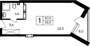 Планировка — Cosmos Smart Evpatoriya Hotel, Студия, 30 м²