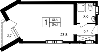 Планировка — Cosmos Smart Evpatoriya Hotel, Студия, 31 м²