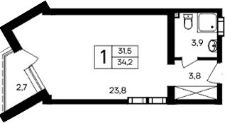 Планировка — Cosmos Smart Evpatoriya Hotel, Студия, 32 м²