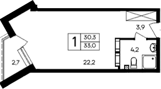 Планировка — Cosmos Smart Evpatoriya Hotel, Студия, 30 м²