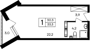 Планировка — Cosmos Smart Evpatoriya Hotel, Студия, 30 м²