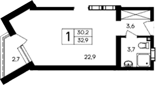 Планировка — Cosmos Smart Evpatoriya Hotel, Студия, 30 м²