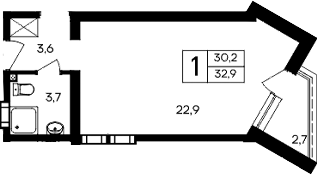 Планировка — Cosmos Smart Evpatoriya Hotel, Студия, 30 м²