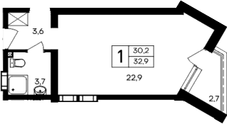 Планировка — Cosmos Smart Evpatoriya Hotel, Студия, 30 м²