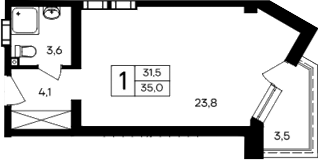 Планировка — Cosmos Smart Evpatoriya Hotel, Студия, 32 м²
