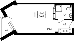 Планировка — Cosmos Smart Evpatoriya Hotel, Студия, 32 м²