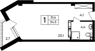 Планировка — Cosmos Smart Evpatoriya Hotel, Студия, 32 м²