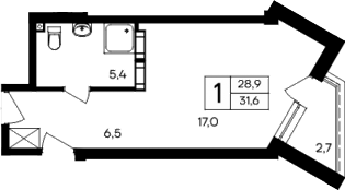 Планировка — Cosmos Smart Evpatoriya Hotel, Студия, 29 м²