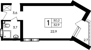 Планировка — Cosmos Smart Evpatoriya Hotel, Студия, 30 м²