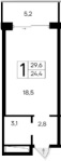 Планировка — Ривьера Евпатории, Студия, 24 м²