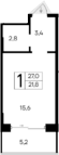 Планировка — Ривьера Евпатории, Студия, 22 м²