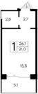 Планировка — Ривьера Евпатории, Студия, 21 м²