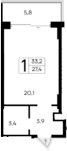 Планировка — Ривьера Евпатории, Студия, 27 м²
