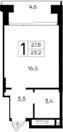 Планировка — Ривьера Евпатории, Студия, 23 м²