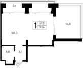 Планировка — Ривьера Евпатории, Студия, 37 м²