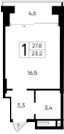 Планировка — Ривьера Евпатории, Студия, 23 м²