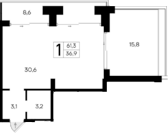 Планировка — Ривьера Евпатории, Студия, 37 м²