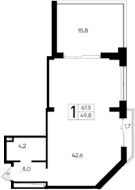 Планировка — Ривьера Евпатории, Студия, 50 м²
