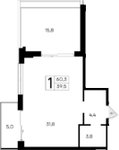 Планировка — Ривьера Евпатории, Студия, 40 м²