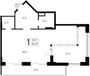 Планировка — Ривьера Евпатории, Студия, 56 м²