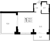 Планировка — Ривьера Евпатории, Студия, 38 м²