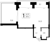 Планировка — Ривьера Евпатории, Студия, 37 м²