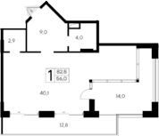 Планировка — Ривьера Евпатории, Студия, 56 м²