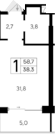 Планировка — Ривьера Евпатории, Студия, 38 м²