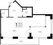 Планировка — Ривьера Евпатории, Студия, 56 м²