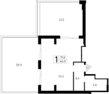 Планировка — Ривьера Евпатории, Студия, 46 м²