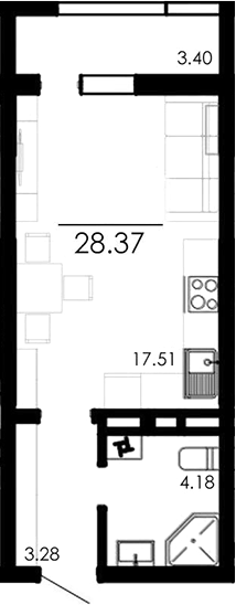 Планировка — Крокус, Студия, 25 м²