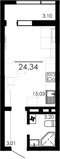 Планировка — Крокус, Студия, 21 м²