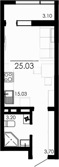 Планировка — Крокус, Студия, 22 м²