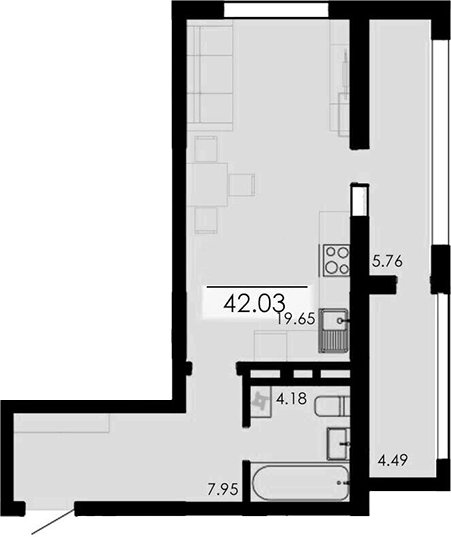 Планировка — Крокус, Студия, 32 м²