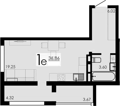 Планировка — Крокус, Студия, 29 м²