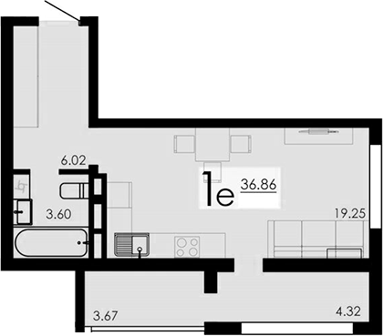 Планировка — Крокус, Студия, 29 м²