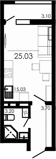 Планировка — Крокус, Студия, 22 м²