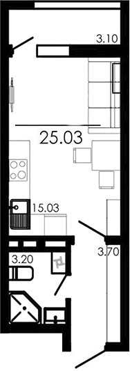 Планировка — Крокус, Студия, 22 м²