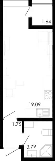 Планировка — Крокус, Студия, 24 м²