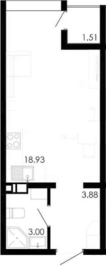 Планировка — Крокус, Студия, 25 м²